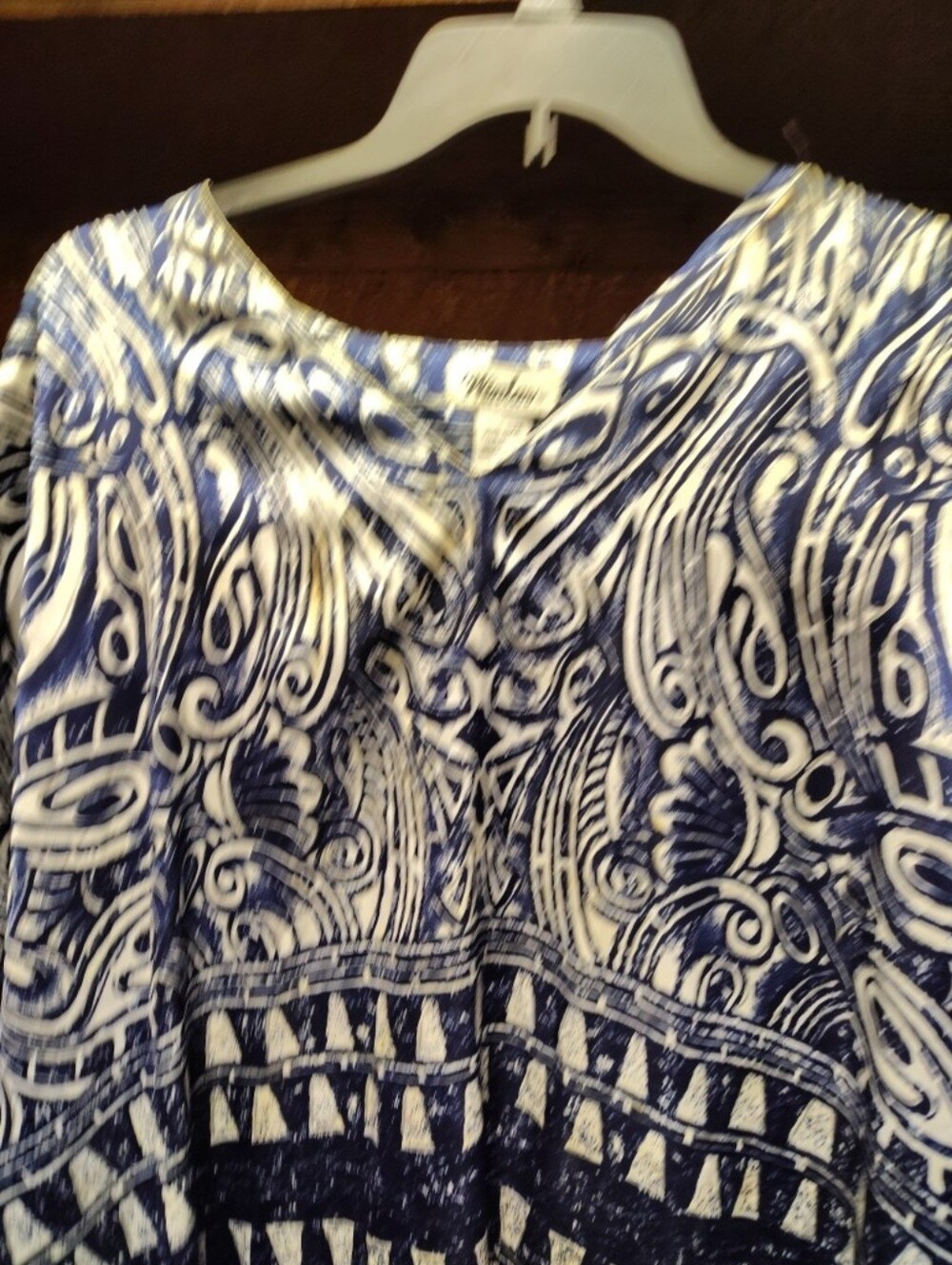 Blue and White Printed Women's Caftan